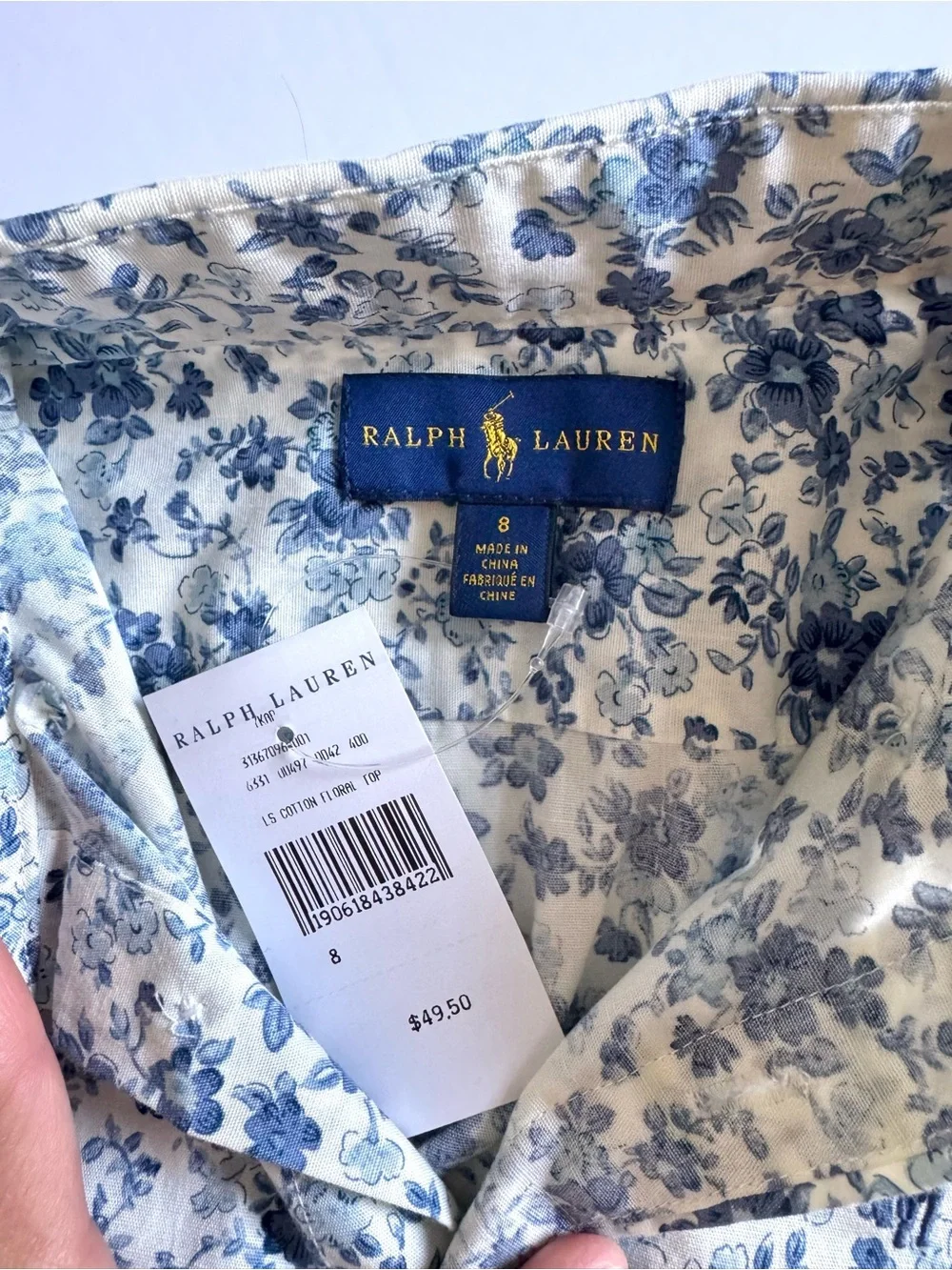 Ralph Lauren Girls Button-down shirt with Blue Floral Print